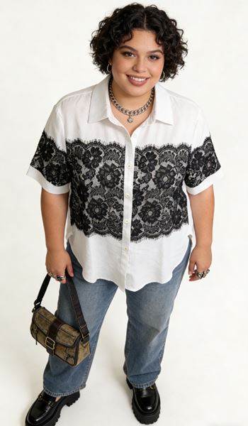 Picture of CURVY GIRL BLOUSE WITH LACE